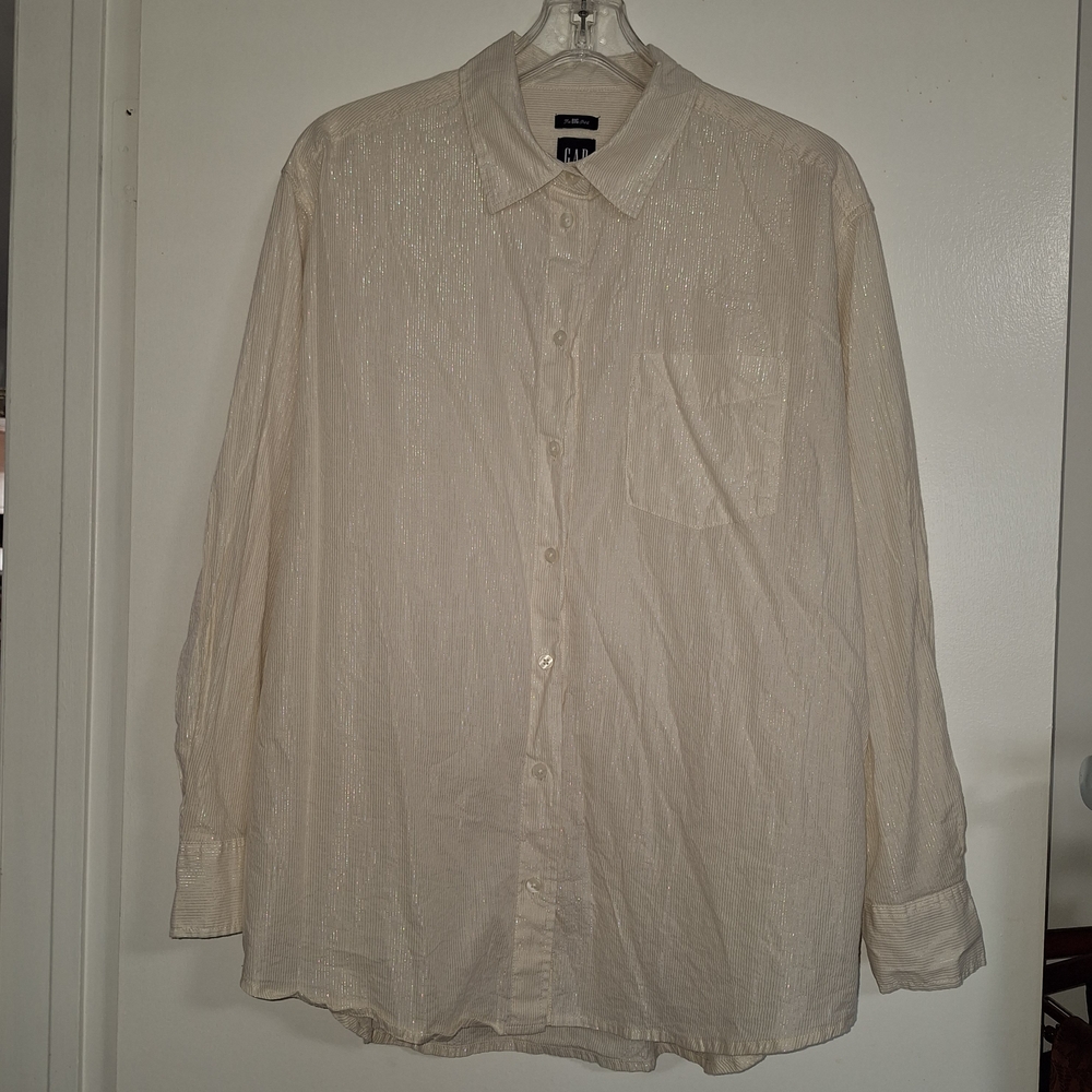Gap Women's Shimmer Cream L The BIG Shirt